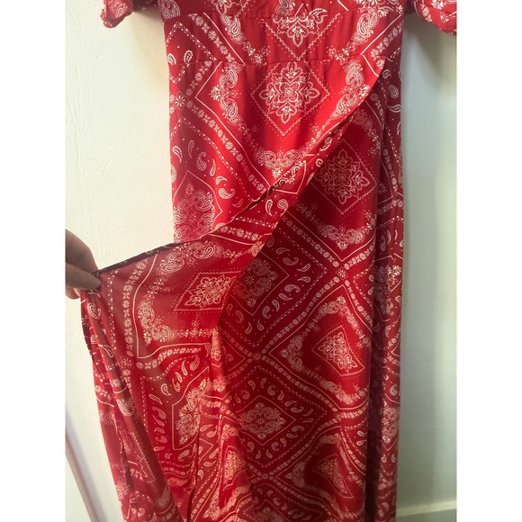 Forever 21 Womens Western Bandana Print Midi Dress Red Size S Boho Festival - Picture 4 of 10